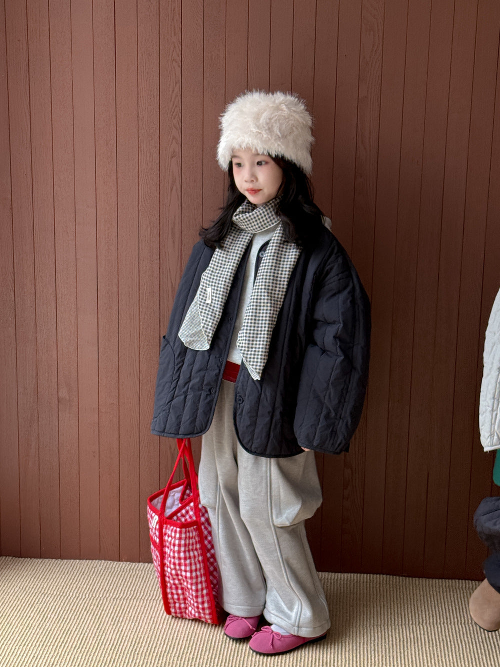キルティングジャケット キッズ 中綿 厚手 ノーカラー ショート丈 カジュアル アウター【mh0011679】