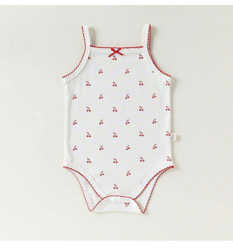 Printed Camisole Romper チェリー ストロベリー キャミソールロンパース【mh0013025】