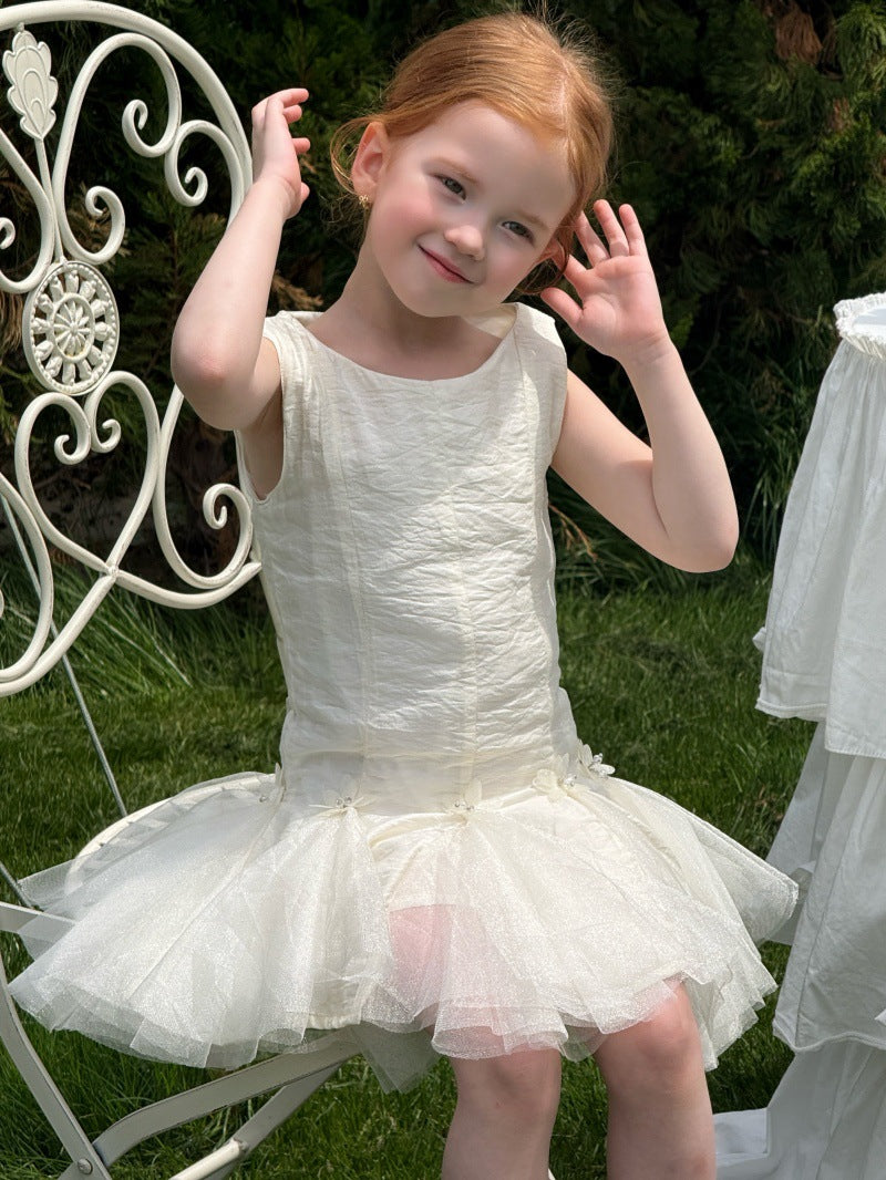 Sleeveless Beaded Floral Princess Dress チュール ノースリーブワンピース【mh0013238】