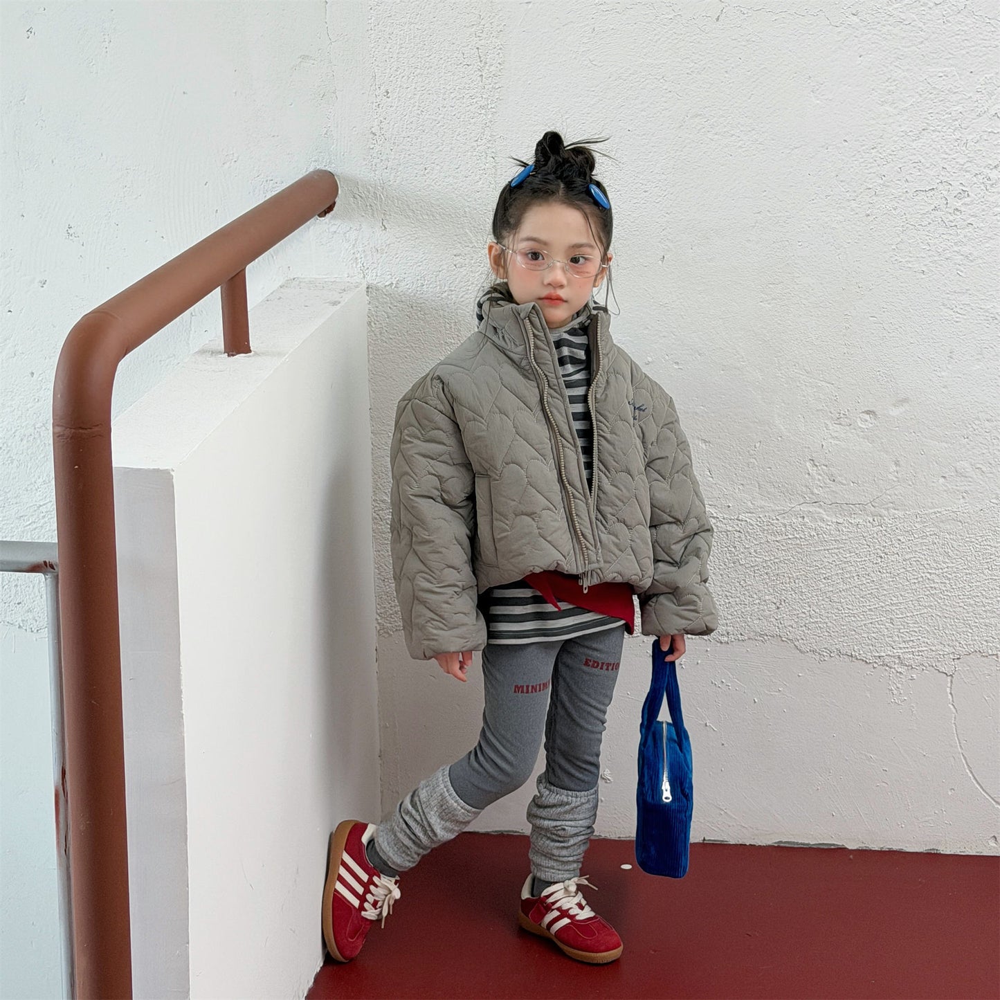 レギンスパンツ 裏起毛 ロゴ刺繍 ドッキング リブ ボトムス【mh0011611】