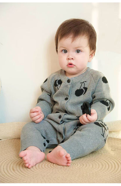 ニットロンパース/カーディガン さくらんぼ柄【mh0011719】