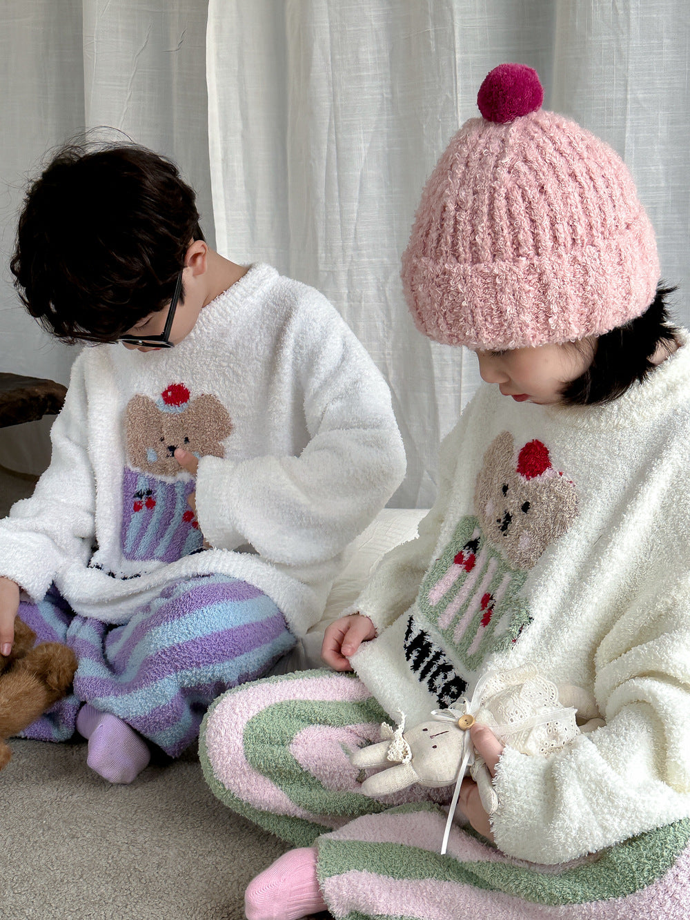 長袖パジャマセット もこもこ ベアくま ルームウェア【mh0011651】