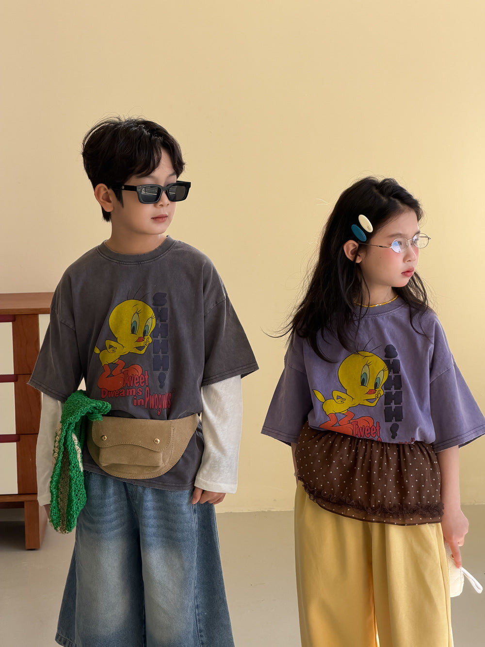 Bird Print Cotton T-shirt バード プリント 半袖Tシャツ【mh0012513】