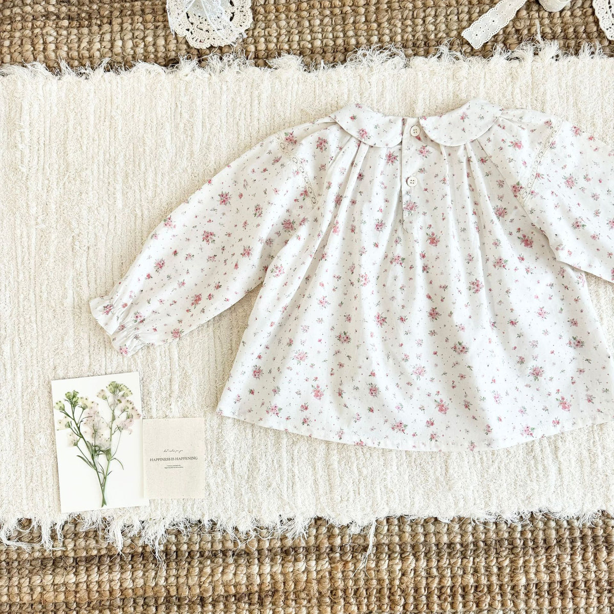 Kids' Floral Smock Ruffled Long-Sleeve Blouse【mh0014610】
