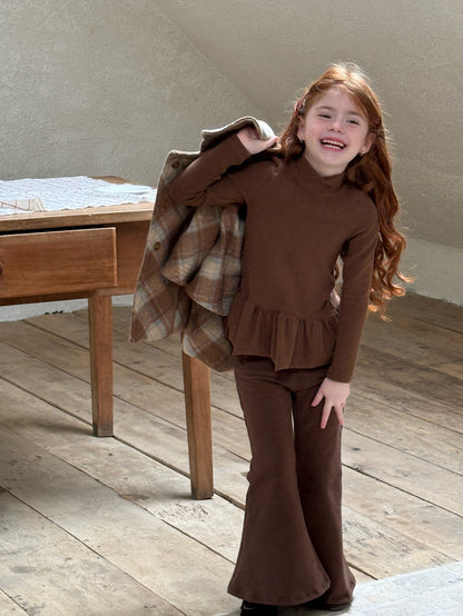 長袖トップス ペプラムフリル ハイネック シンプル 裏起毛【mh0011621】