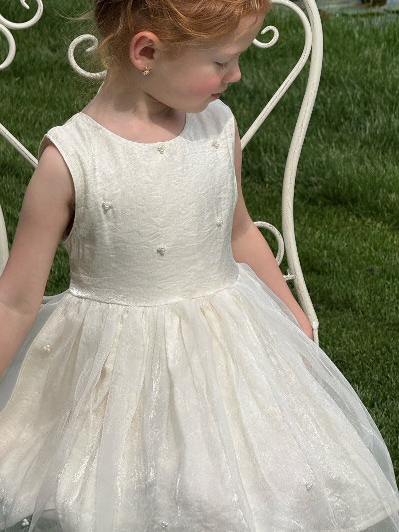 Sleeveless Beaded Princess Dress Satin Tulle チュール ノースリーブワンピース【mh0013234】