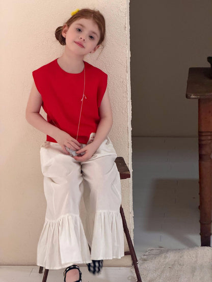 Tiered Ruffle Hem Cotton Trousers