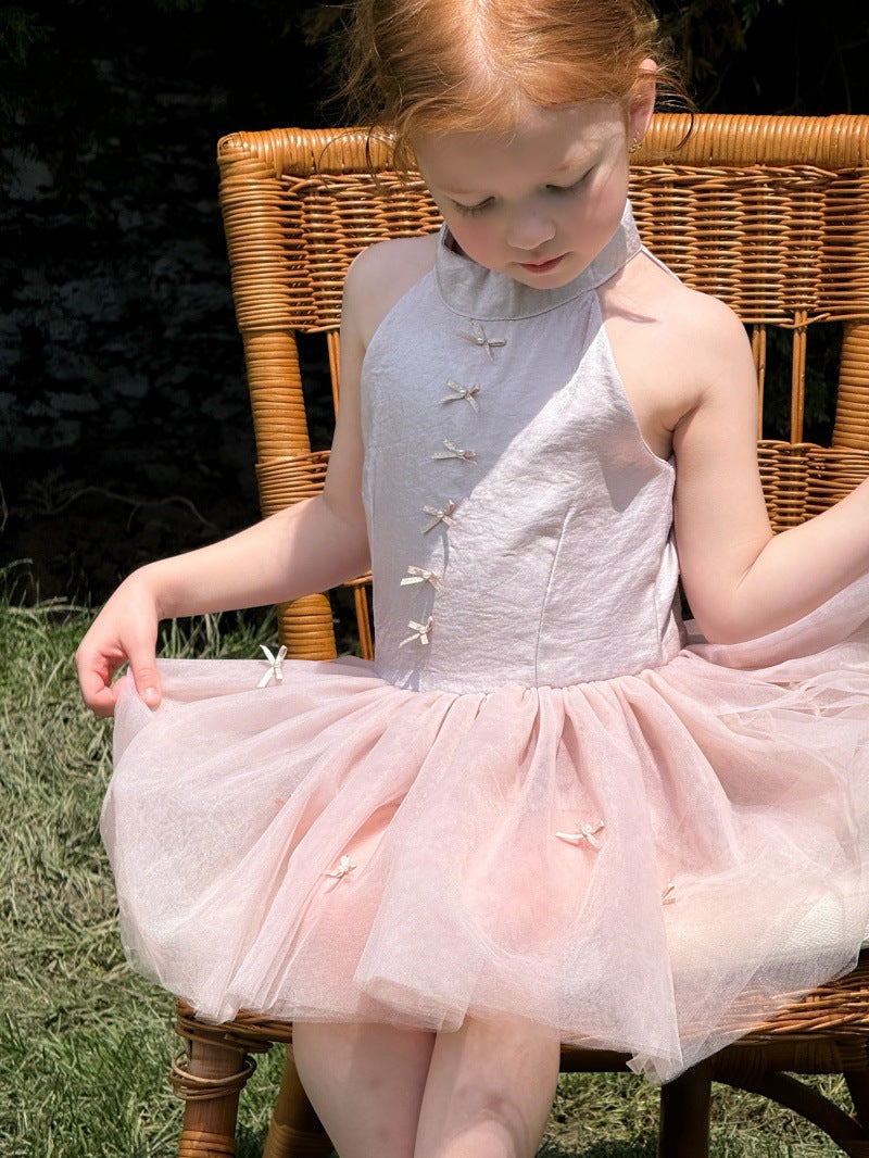 Bow Tulle Halter-Neck Elegant Princess Dress チュール ホルターネックワンピース【mh0013239】