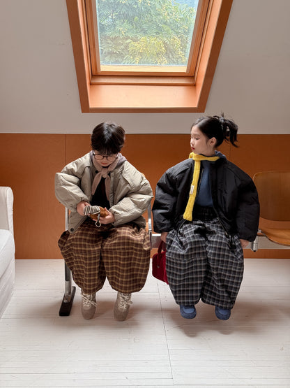 ブルゾンジャケット キッズ 中綿 厚手 ラウンドネック ショート丈 オーバーサイズ アウター【mh0011666】