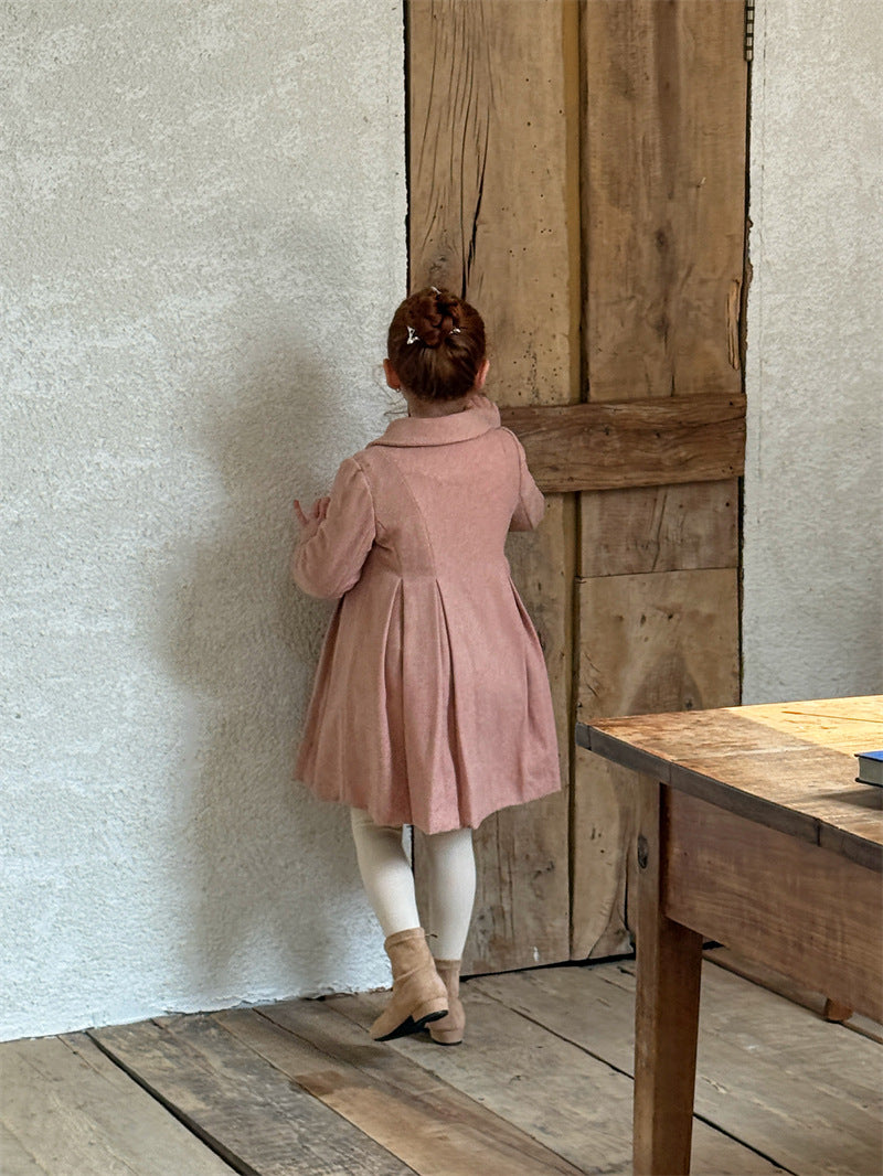 ウールコート ミディ丈 Aライン 襟付き リボンベルト ドレッシー【mh0011622】