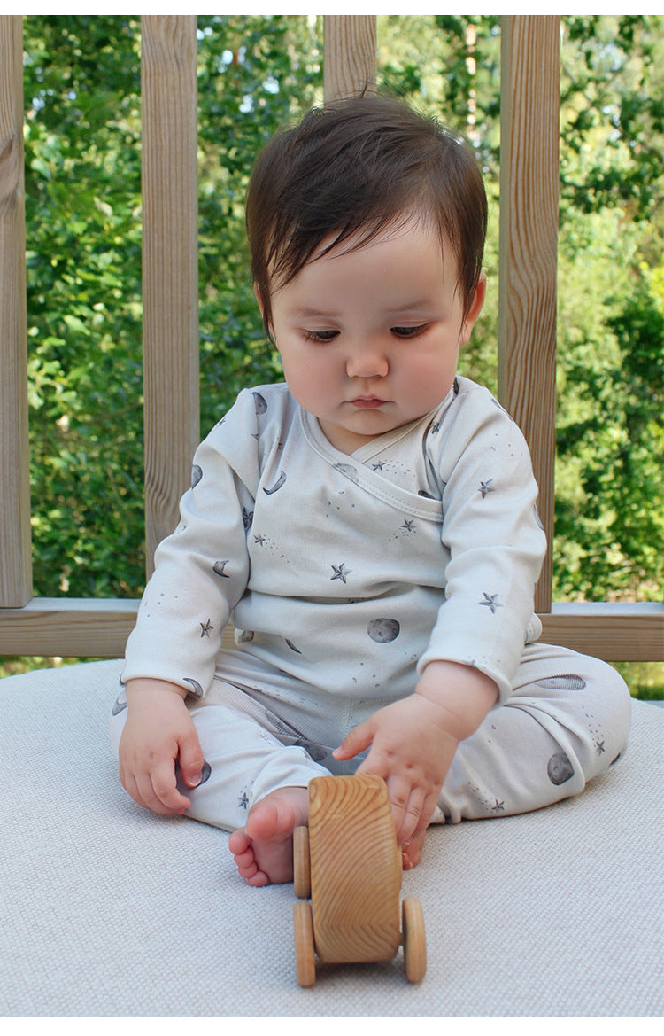 長袖肌着ロンパース/パンツ アニマル/星月プリント ボディスーツ【mh0011724】