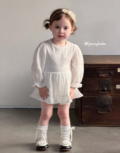 Gauze Puff Sleeve Romper ガーゼ パフスリーブ ロンパース【mh0012527】