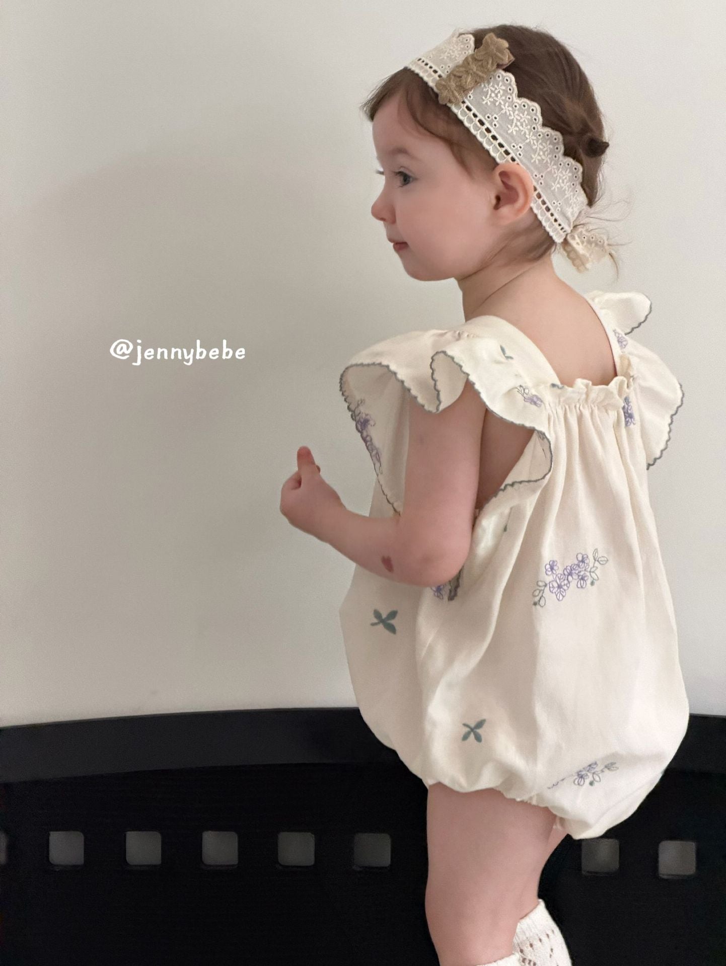 Embroidered Floral Cotton Romper 刺繍 コットン フリル袖 ロンパース【mh0012537】