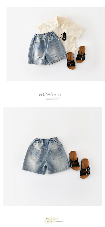 Vintage Distressed Denim Shorts [mh0012853]