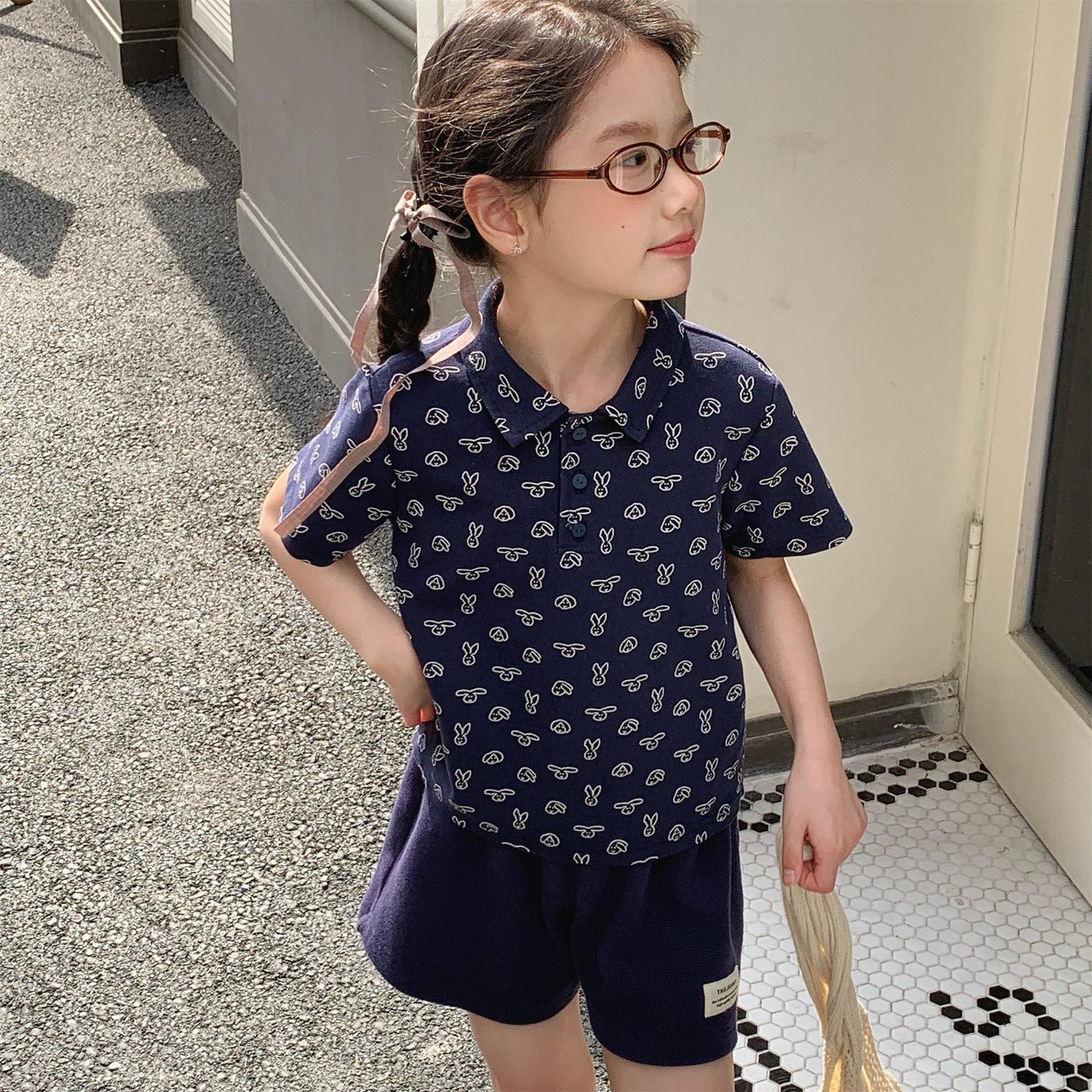 Rabbit Print Pique Cotton Polo Shirt 半袖 ポロシャツ【mh0012647】