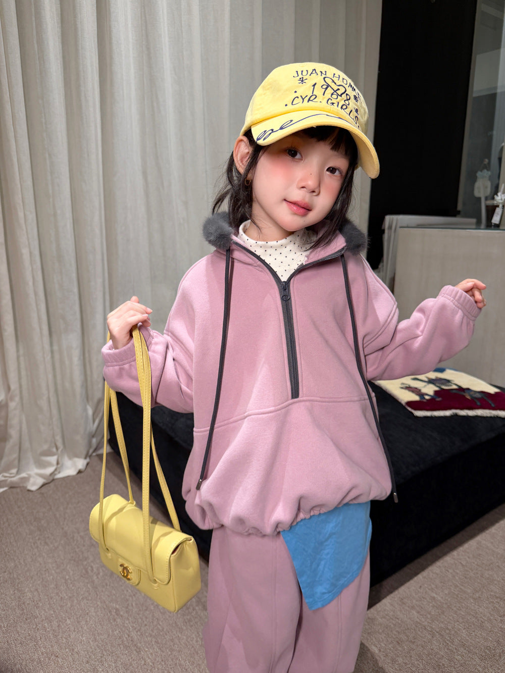 Children's Set 2026 Winter Girls' Fur Collar Patchwork Fleece-Lined Two-Piece Set, Loose Casual Style by Mo Xiao Meng【mh0014696】