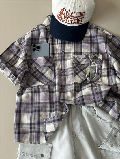 Tie-Dye Check Shirt タイダイ チェック 半袖シャツ【mh0012965】