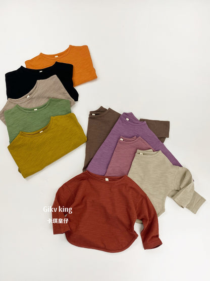 Bamboo Cotton Long Sleeve Crew Neck Top 【mh0012559】