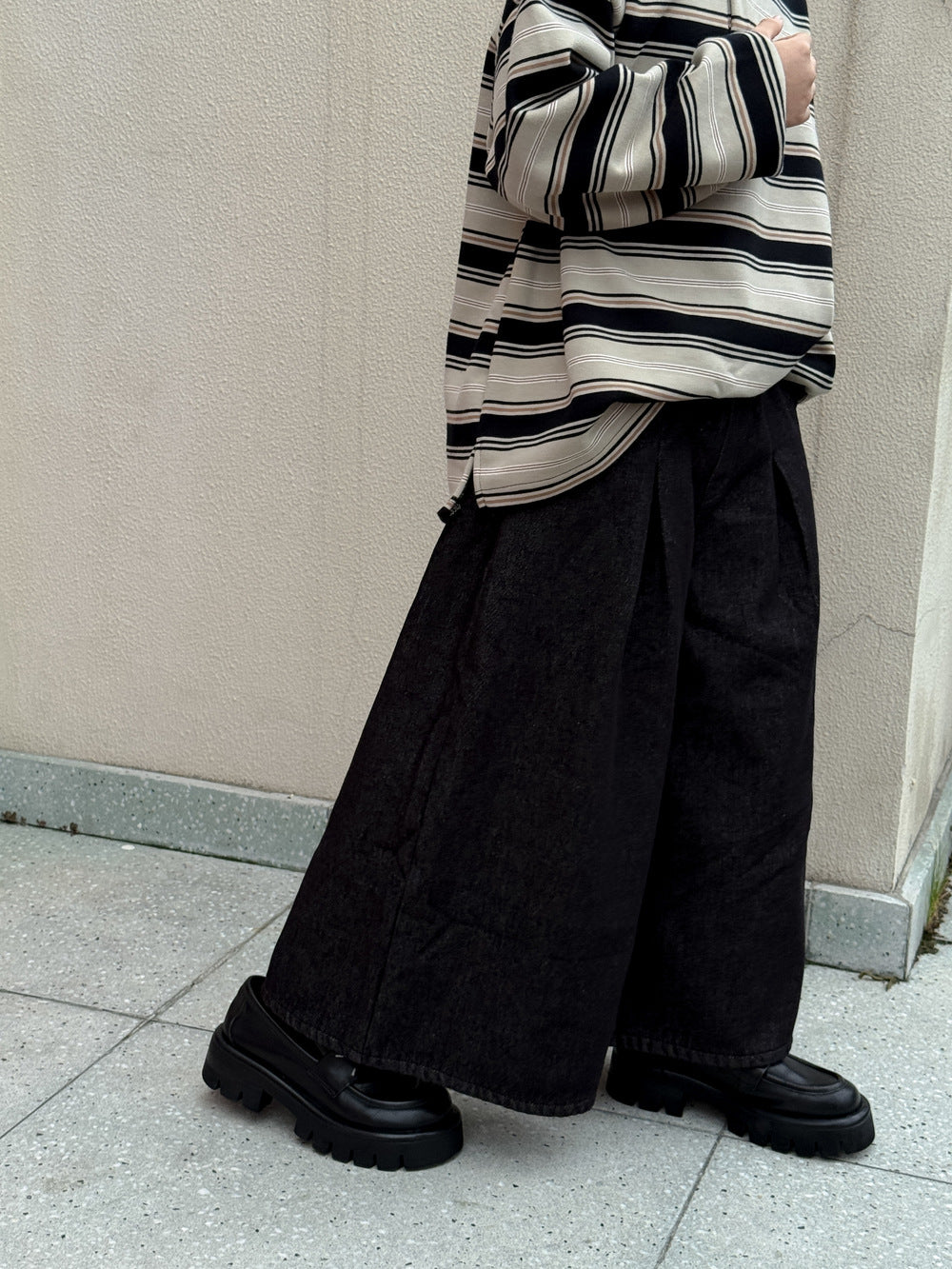 ワイドパンツ キッズ 裏起毛 厚手 ゆったり 無地 ルーズフィット カジュアル【mh0011685】