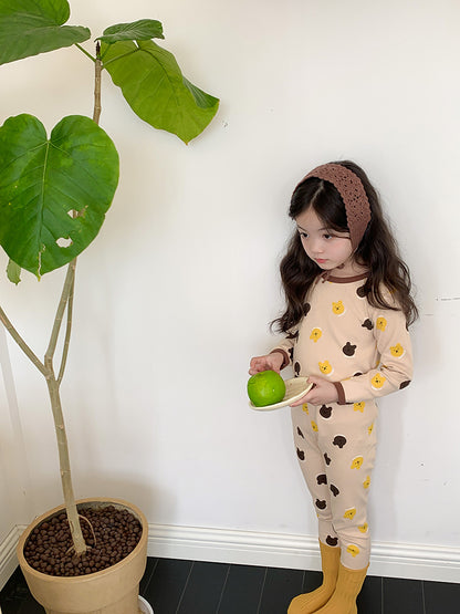 Long Sleeve Printed Pajamas 長袖 プリント パジャマ セット【mh0012243】