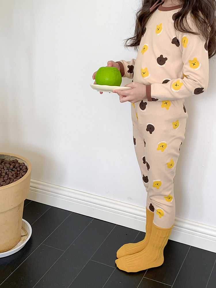 Long Sleeve Printed Pajamas 長袖 プリント パジャマ セット【mh0012243】