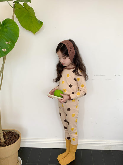 Long Sleeve Printed Pajamas 長袖 プリント パジャマ セット【mh0012243】