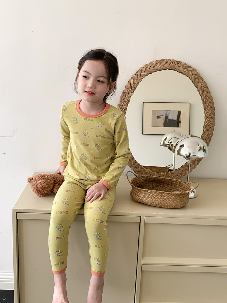 Long Sleeve Printed Pajamas 長袖 プリント パジャマ セット【mh0012243】