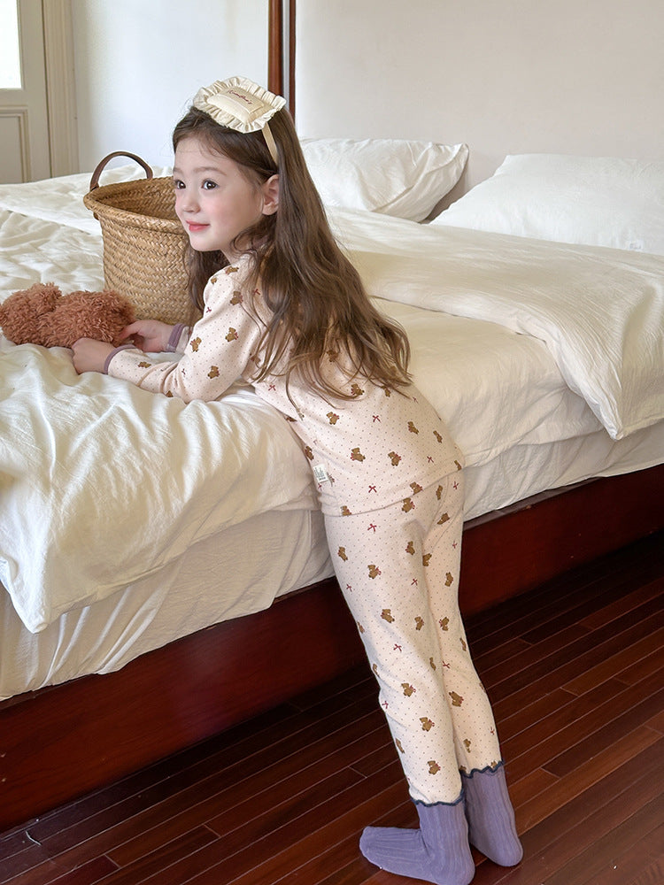 Long Sleeve Printed Pajama Set 長袖 プリント パジャマ セット【mh0012244】