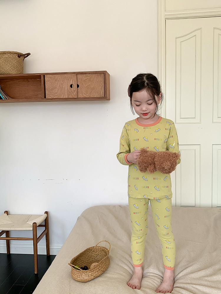 Long Sleeve Printed Pajamas 長袖 プリント パジャマ セット【mh0012243】