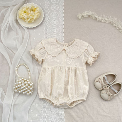 Embroidered Puff Sleeve Romper And Dress 刺繍 パフスリーブ ロンパース ワンピース【mh0013166】