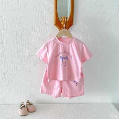 Floral Bow T-shirt Shorts Set フラワー リボン 半袖 セットアップ【mh0012716】