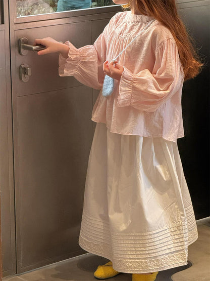 Lace Crew Neck Princess Blouse レース クルーネック ブラウス【mh0012223】