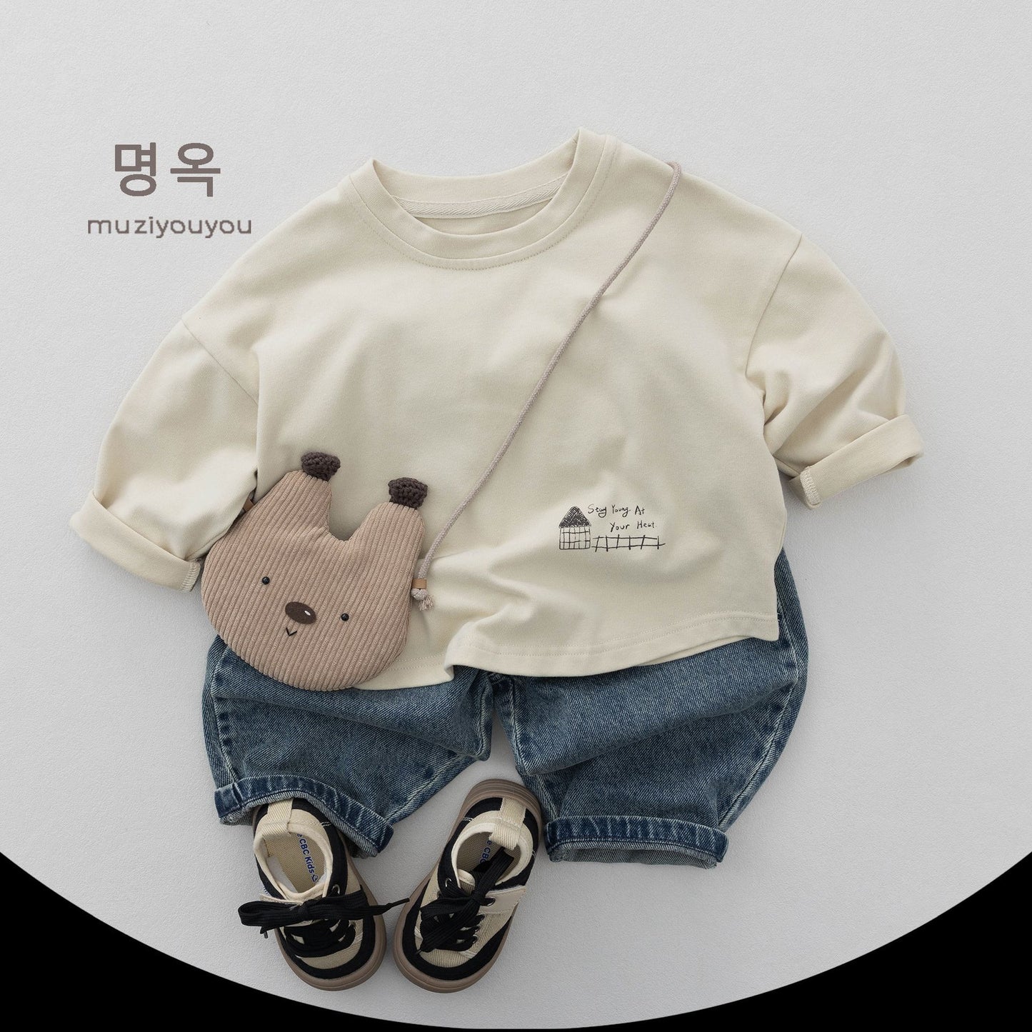 キッズ ウォッシュ加工 ルーズ ポケット付き デニムパンツ【mh0014170】