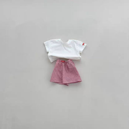 Solid Plaid ShortSleeves Shorts Set チェック 半袖Tシャツ ショートパンツ セット【mh0013269】