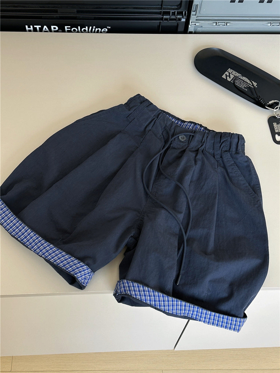 Plaid Hem Shorts チェックヘム タックハーフパンツ【mh0012955】