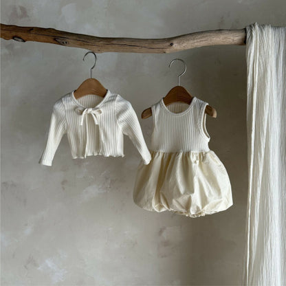 Ribbed Cardigan Balloon Skirt リブカーディガン スカート セット【mh0012501】