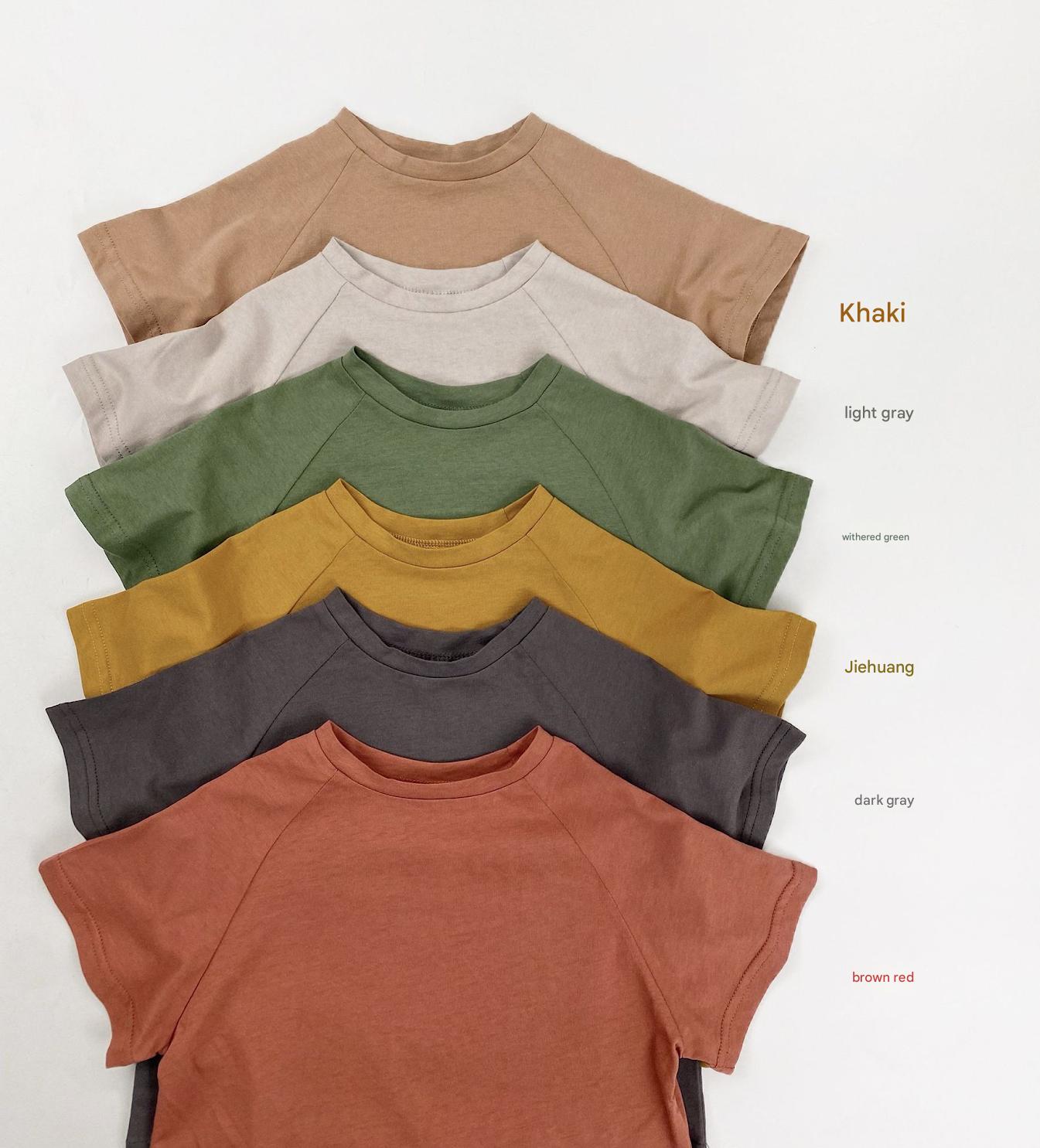 Raglan Sleeve Bamboo Cotton Top クルーネック 無地 半袖Tシャツ【mh0012826】