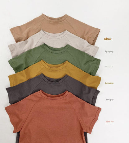 Raglan Sleeve Bamboo Cotton Top クルーネック 無地 半袖Tシャツ【mh0012826】