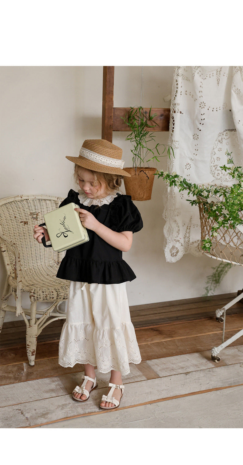 Lace Hem Wide-Leg Pants 刺繍レース ガウチョパンツ【mh0012990】