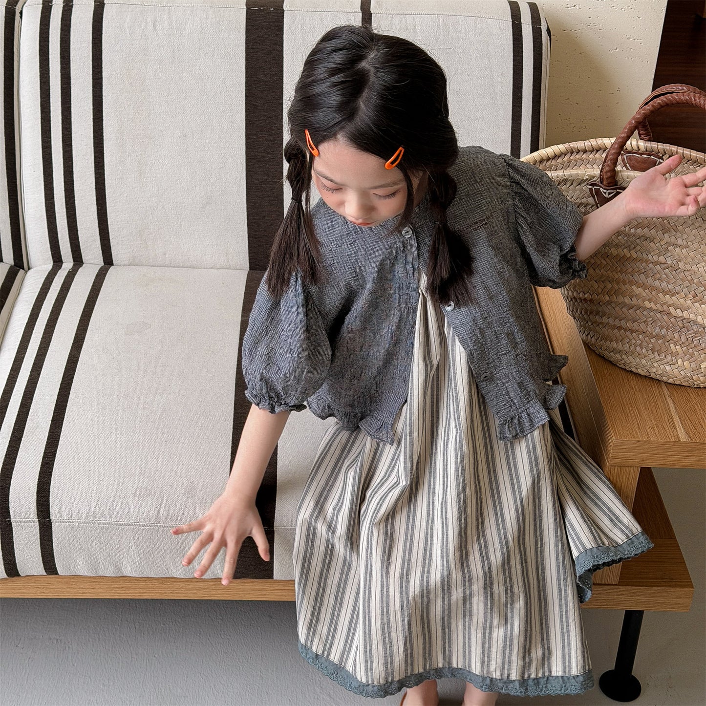 Linen Puff Sleeve Blouse ラッフル 半袖ブラウス【mh0013230】