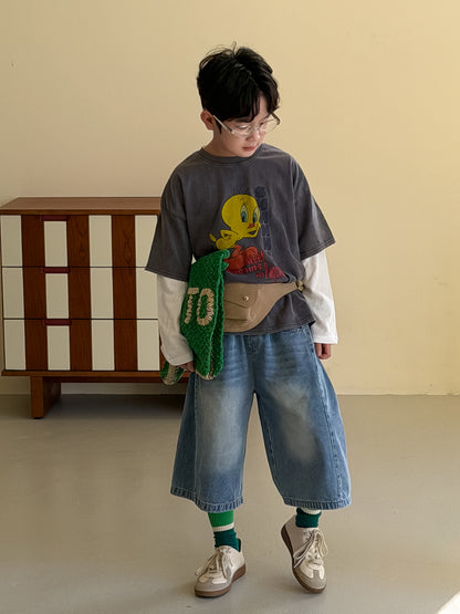 Bird Print Cotton T-shirt バード プリント 半袖Tシャツ【mh0012513】