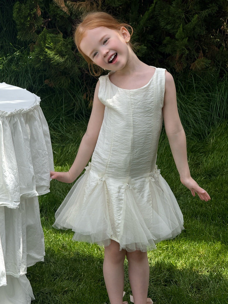 Sleeveless Beaded Floral Princess Dress チュール ノースリーブワンピース【mh0013238】