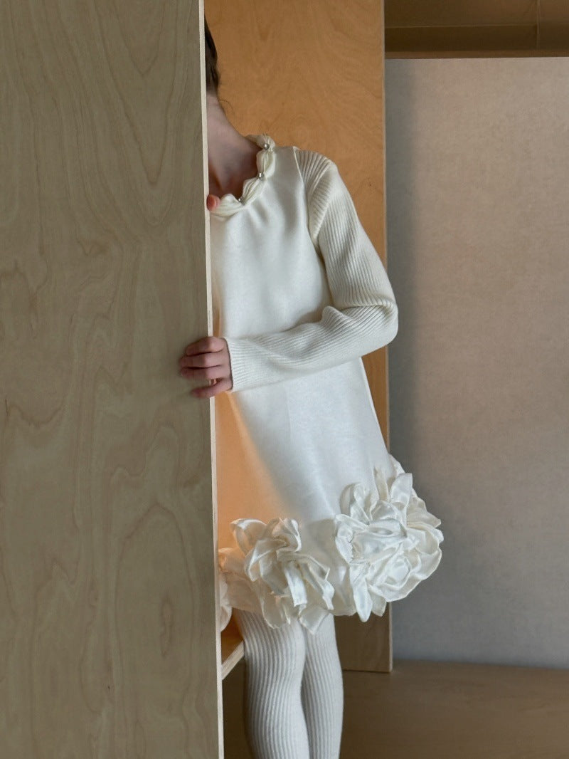 Kids' 3D Floral Ruffled Hem Sleeveless Dress [mh0014083]