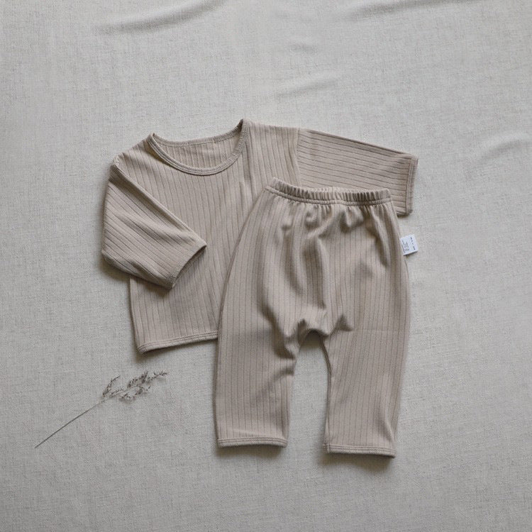 Wide Ribbed Long Sleeve Lounge Set リブ編み 長袖 セットアップ【mh0012674】