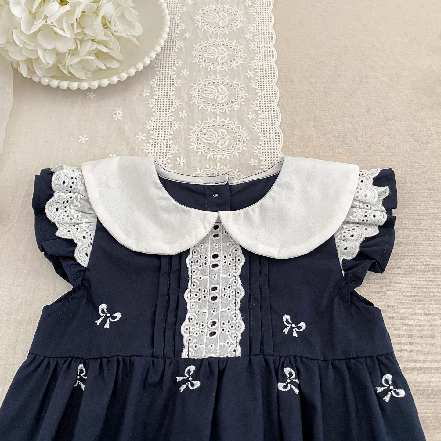 Bow Embroidery Ruffle Romper Dress ラッフル ロンパース ワンピース【mh0013161】