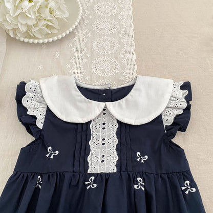 Bow Embroidery Ruffle Romper Dress ラッフル ロンパース ワンピース【mh0013161】