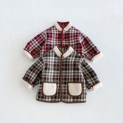 キッズ チェック リバーシブル ボアジャケット / ロールアップ 刺繍 ストレート ロングパンツ【mh0014765】