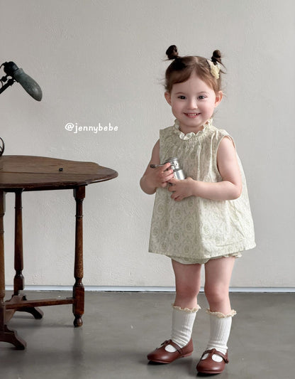 Floral Ruffle Sleeveless Shorts Set ガールズ 花柄 フリル ノースリーブ セットアップ【mh0012526】