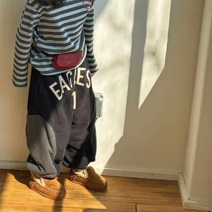 スウェットパンツ 裏ボア ビッグロゴ バイカラー ボリューム ボトムス【mh0011608】