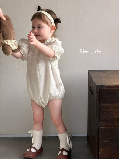 Eyelet Cotton Puff Sleeve Romper